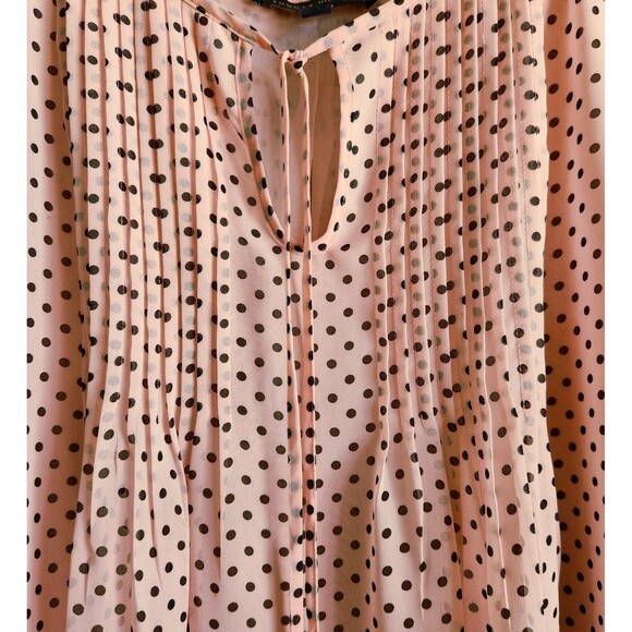 Tommy Hilfiger Women's Blouse 3X Pink Brown Polka Dot Soft Feminine Pullover EUC - Picture 4 of 10
